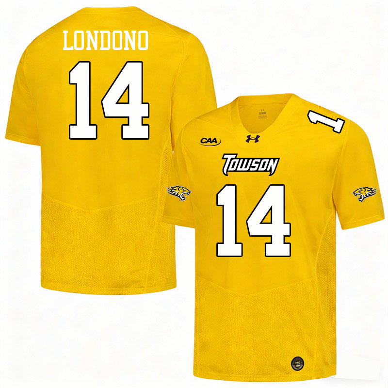 Towson Tigers #14 Lukkas Londono College Football Jerseys,Uniforms-Gold